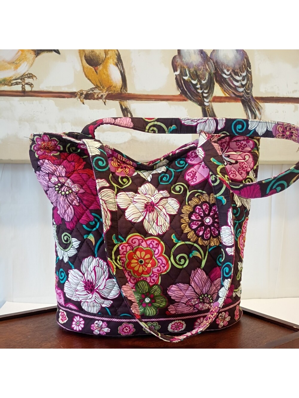 Vera Bradley Mandy Tote Shoulder Bag Purse Mod Floral Pocket Retired Pink